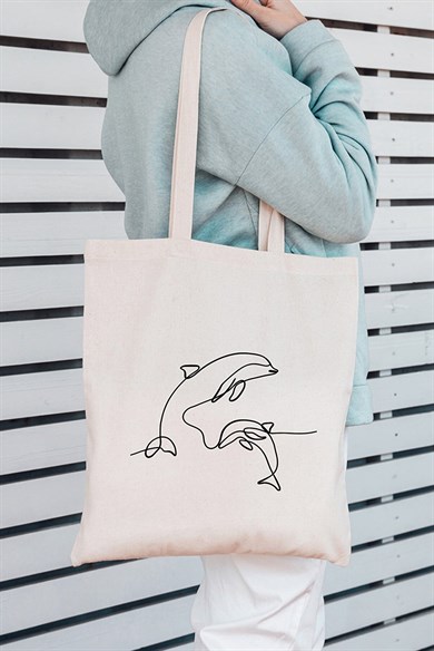  ÇANTAPAK  Dolphins Tasarımlı Bez Çanta