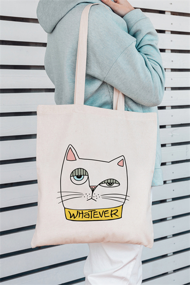 ÇANTAPAK Whatever Cat Tasarımlı Bez Çanta